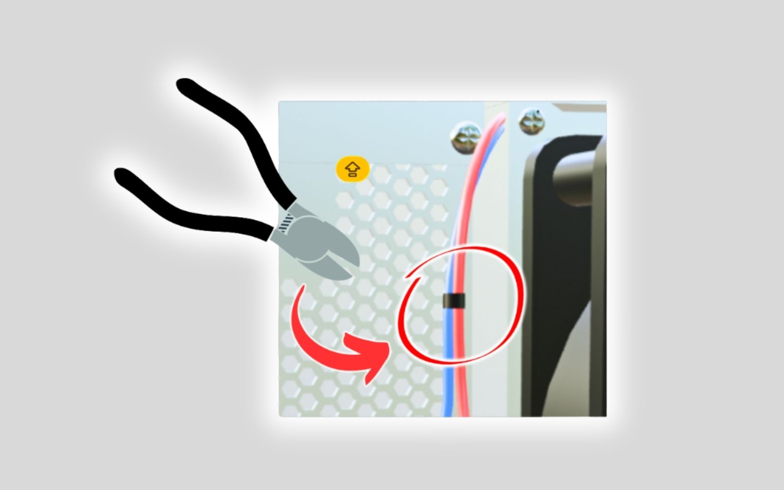 Zip tie around fan cabling