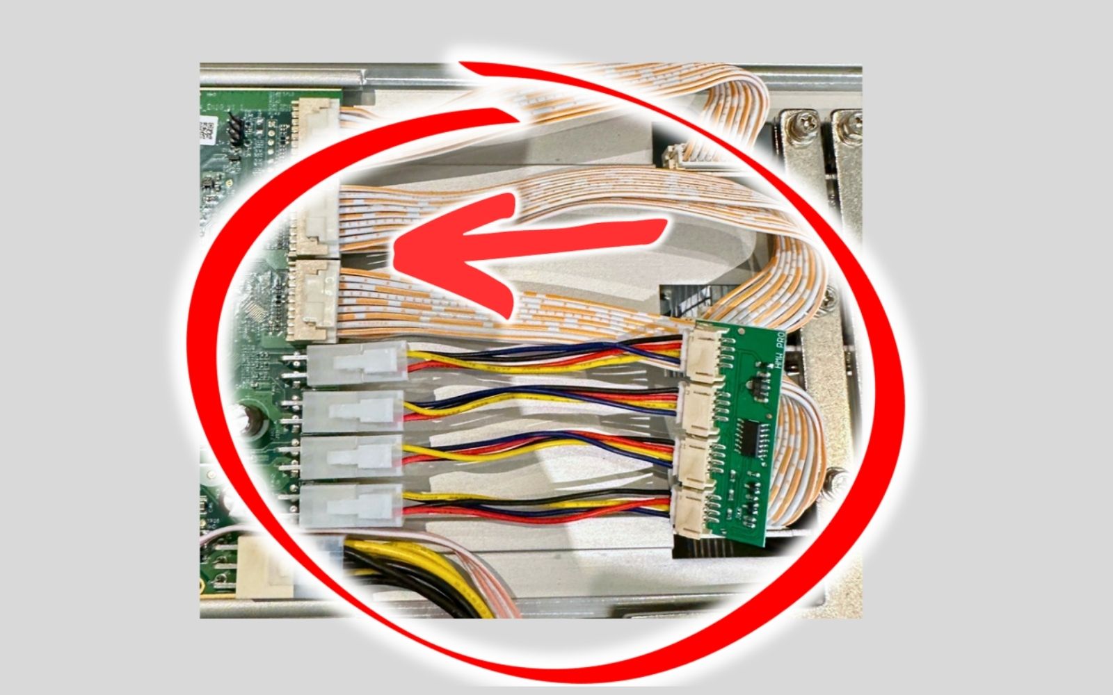 Fan spoofers connected to the four fan headers