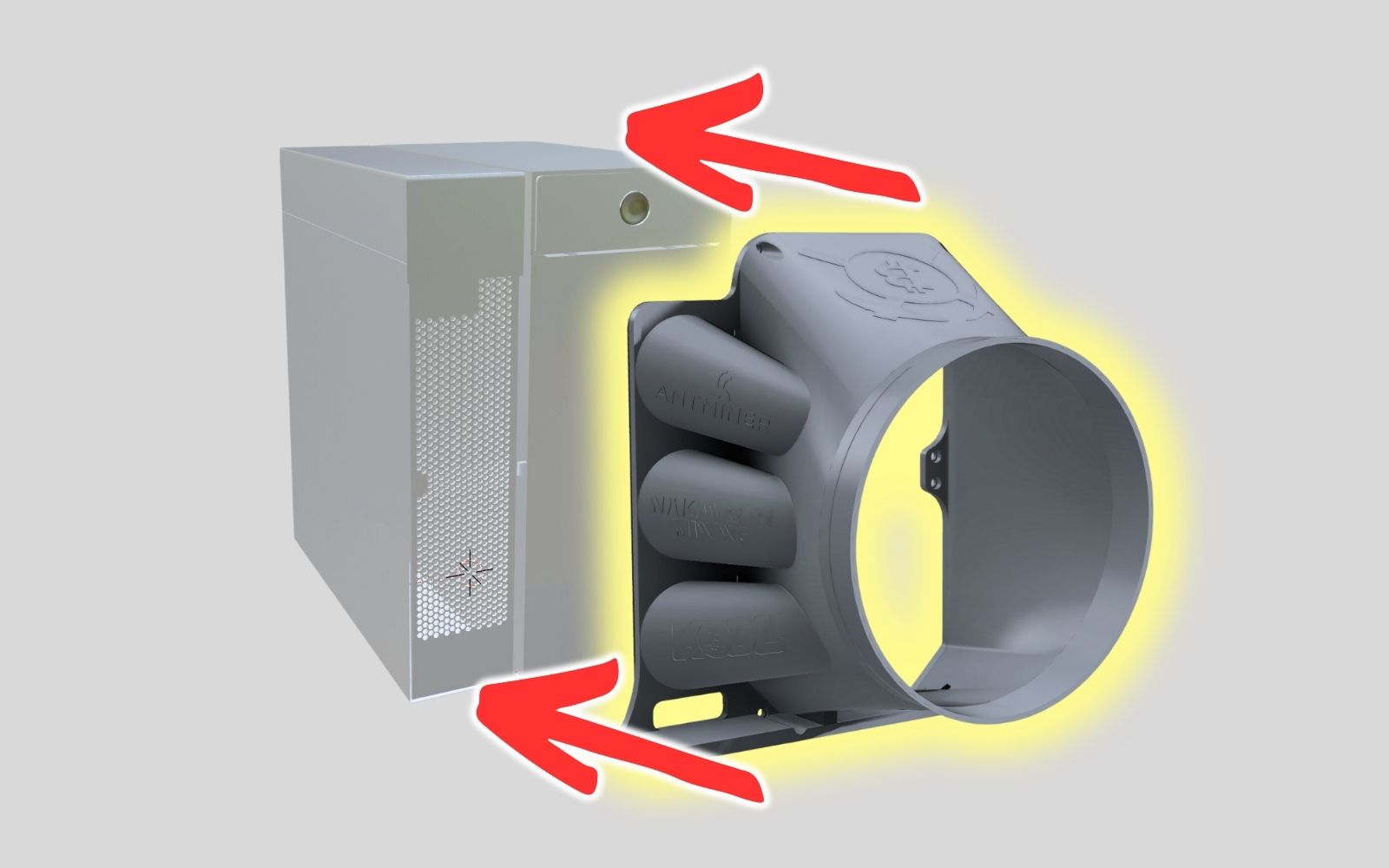 Exhaust shroud attached to the miner